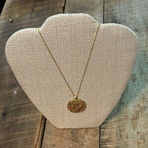 Diamond, Emerald, Sapphire, and Ruby necklace.  18k yg over sterling silver.